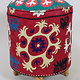 Vintage orientalische luxuriöse Suzani Hocker Stuhl Sitzhocker Sitzkissen cushion Stool Pouf mit antike Suzani Polsterung Afghanistan 23/C