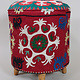 Vintage orientalische luxuriöse Suzani Hocker Stuhl Sitzhocker Sitzkissen cushion Stool Pouf mit antike Suzani Polsterung Afghanistan 23/C