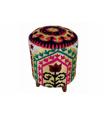 Vintage orientalische luxuriöse Suzani Hocker Stuhl Sitzhocker Sitzkissen cushion Stool Pouf mit antike Suzani Polsterung Afghanistan 23/D