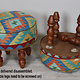vintage  Bench and stool upholstered withe  Kilim  from Afghanistan No:A