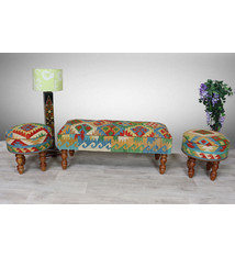 vintage  Bench and stool upholstered withe  Kilim  from Afghanistan No:B