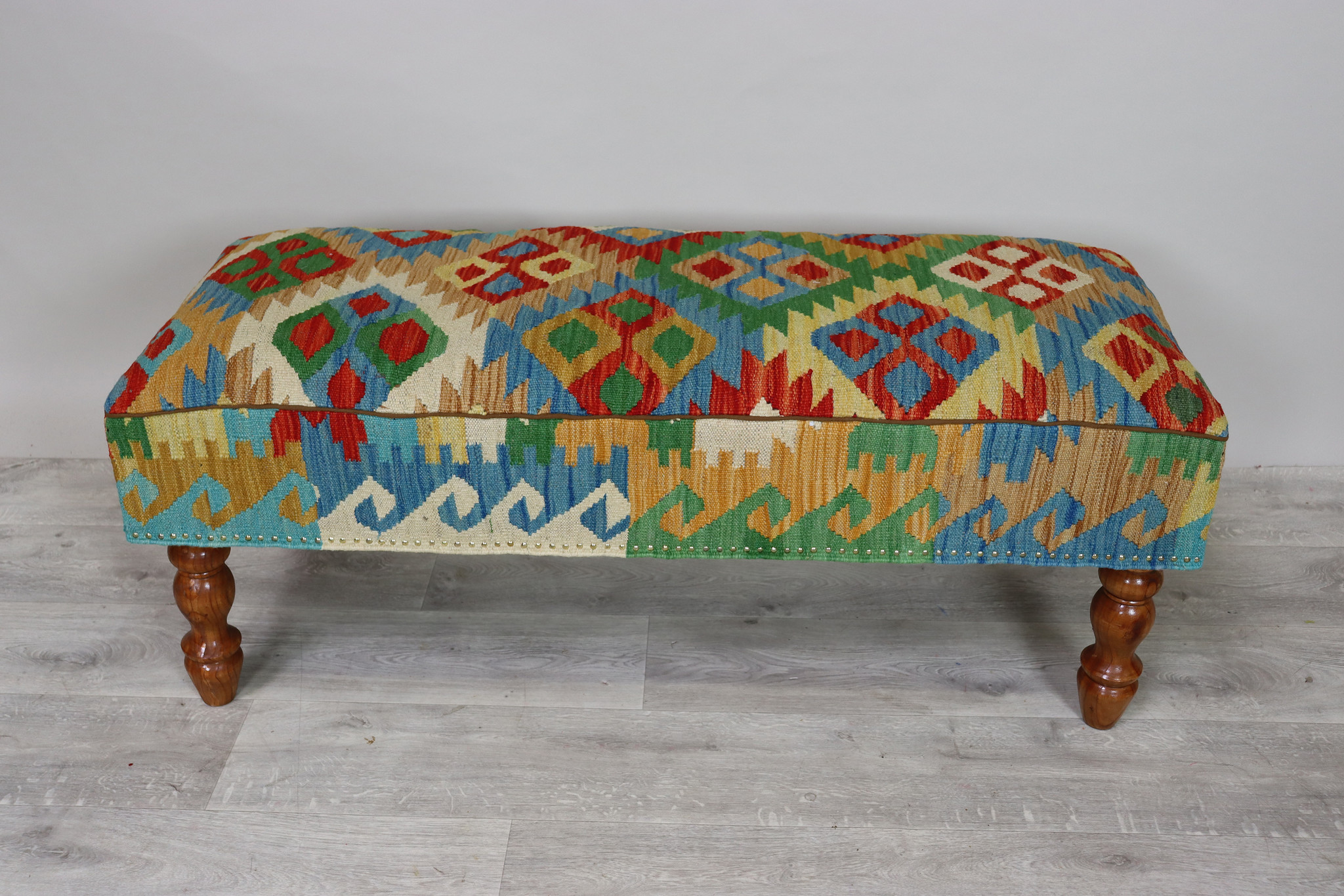 vintage  Bench and stool upholstered withe  Kilim  from Afghanistan No:B