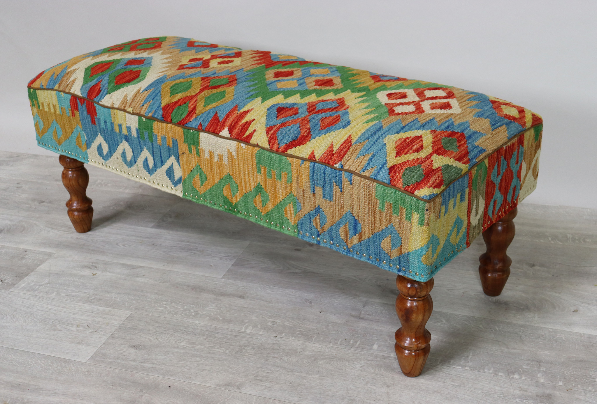 vintage  Bench and stool upholstered withe  Kilim  from Afghanistan No:B