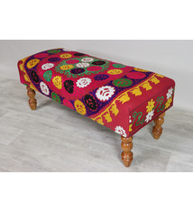 orientalische handbestickt Massivholz orient ottoman Polsterbank Sessel sofa Bank Stuhl Couch Hocker Sitzbank mit Suzani Polsterung  R&G23B