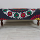 Oriental hand embroidered solid wood ottoman upholstered bench armchair sofa bench chair couch stool bench with Suzani upholstery Black 23
