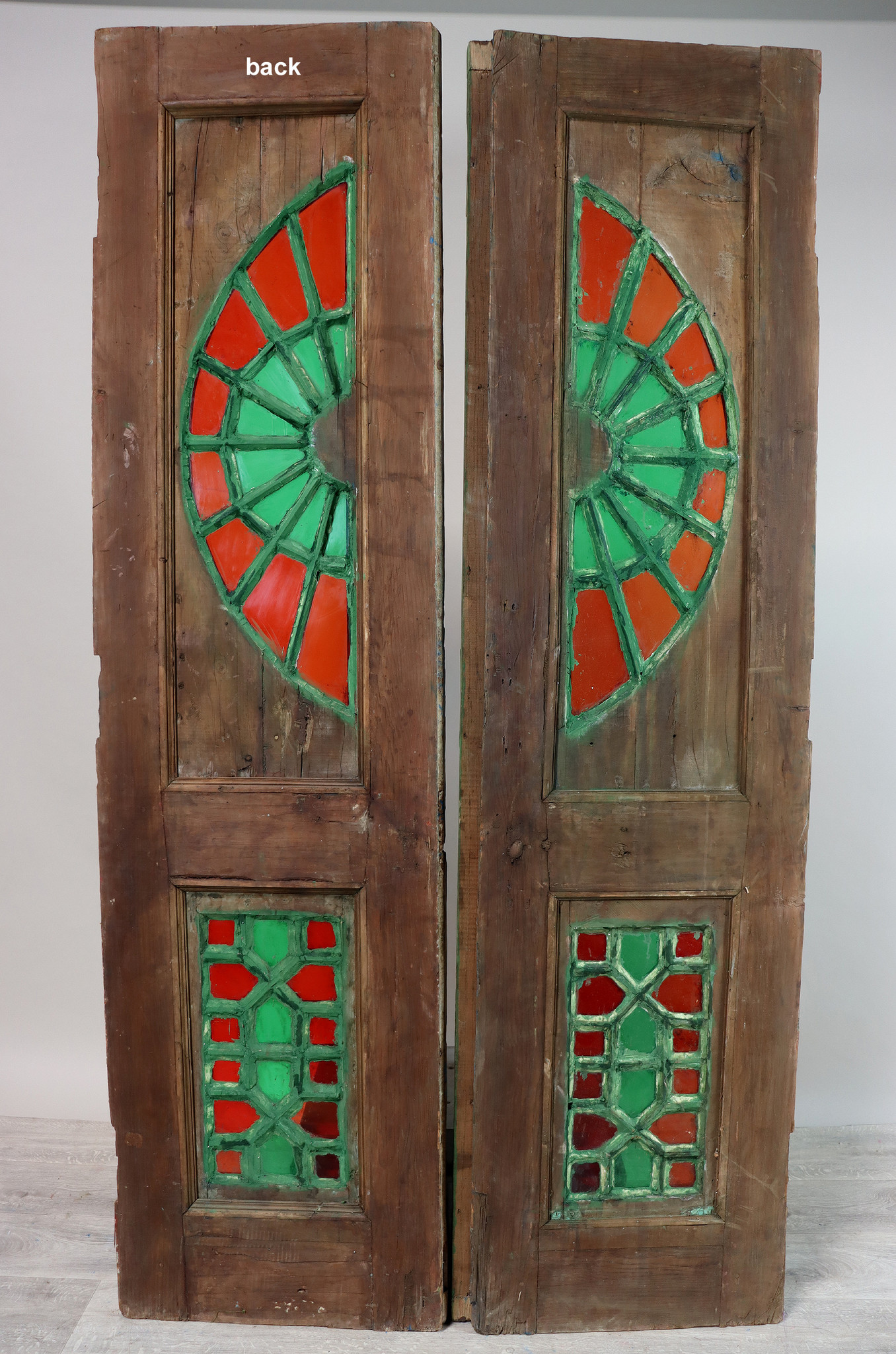 antik orient Massiv Holz handgefertigt und handgeschnitzte Buntglastür doppelflügeltür Tür zimmertür aus Swat-Tal im Norden Pakistans 23/A