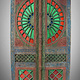 antik orient Massiv Holz handgefertigt und handgeschnitzte Buntglastür doppelflügeltür Tür zimmertür aus Swat-Tal im Norden Pakistans 23/B