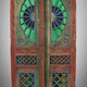 antique orient solid wood handmade and hand carved stained glass door double wing door room door from Swat valley in northern Pakistan 23/C