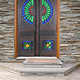 antique orient solid wood handmade and hand carved stained glass door double wing door room door from Swat valley in northern Pakistan 23/D