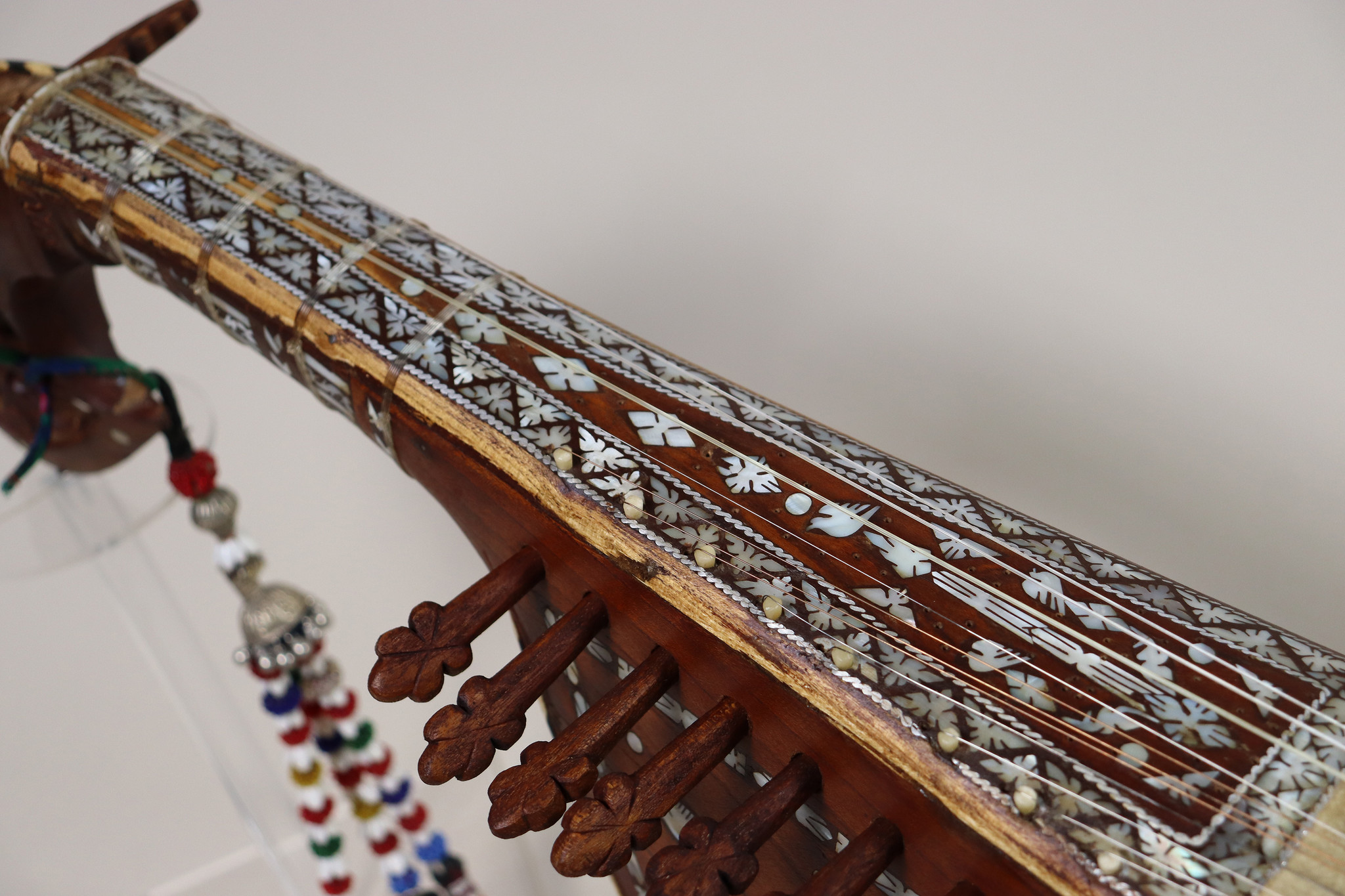 antique traditional folk musical instrument Afghanistan Rubab rabab rabab mother of pearl inlay 23A