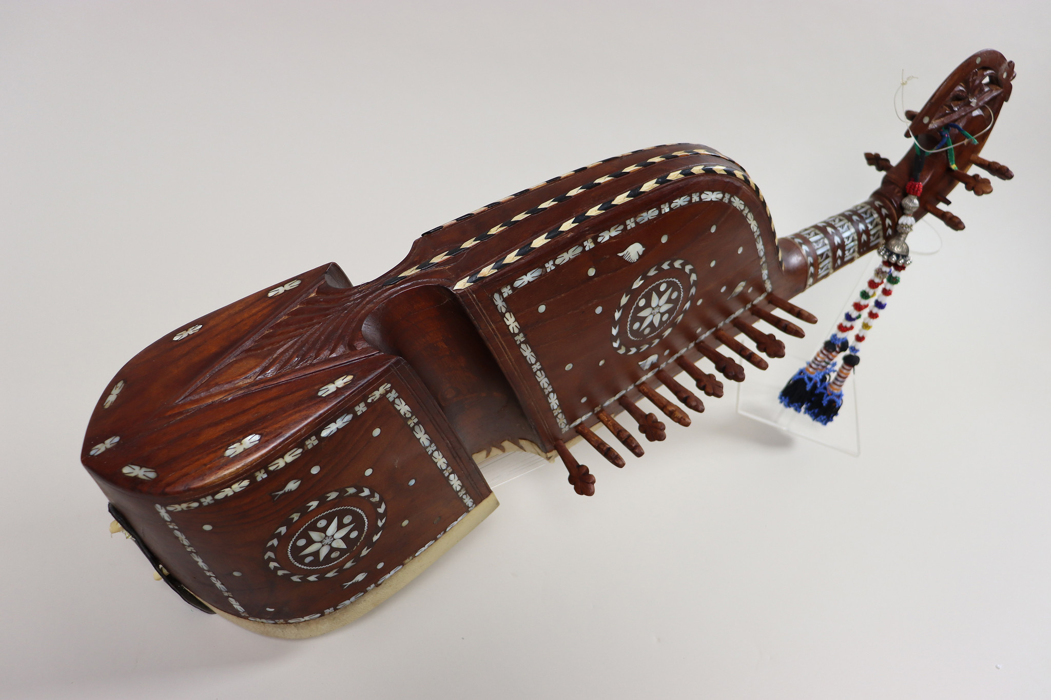 antique traditional folk musical instrument Afghanistan Rubab rabab rabab mother of pearl inlay 23A