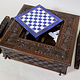 Unique Solid Wood Hand Carved Chess Table Chess Board & Chess Pieces Made From Lapis Lazuli Marble Handmade Chess Set from Afghanistan