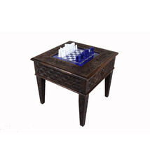Unique Solid Wood Hand Carved Chess Table Chess Board & Chess Pieces Made From Lapis Lazuli Marble Handmade Chess Set from Afghanistan