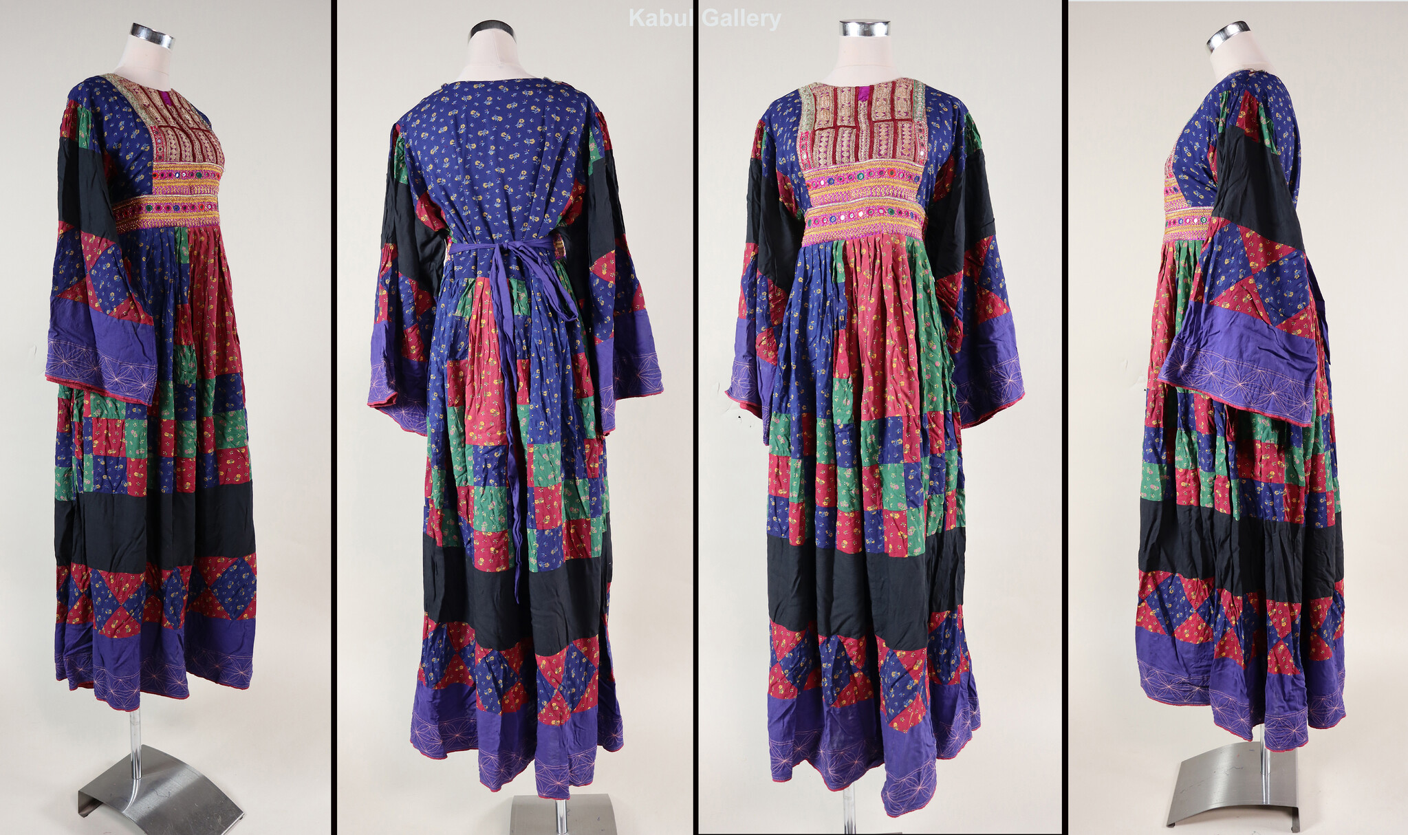 vintage hand embroidered nomadic Kuchi Ethnic  wedding Cotton patchwork dress from Afghanistan No-MUST-A