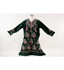 Antique Ottoman Turkmen women's velvet dress , adorned with couched gold thread dress.  No:Must-Samt