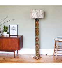 160 cm vintage handgemachte Massivholz mit handbemalt relief Miniaturmalerei orientalische Stehlampe Stehleuchte aus Afghanistan 23/1