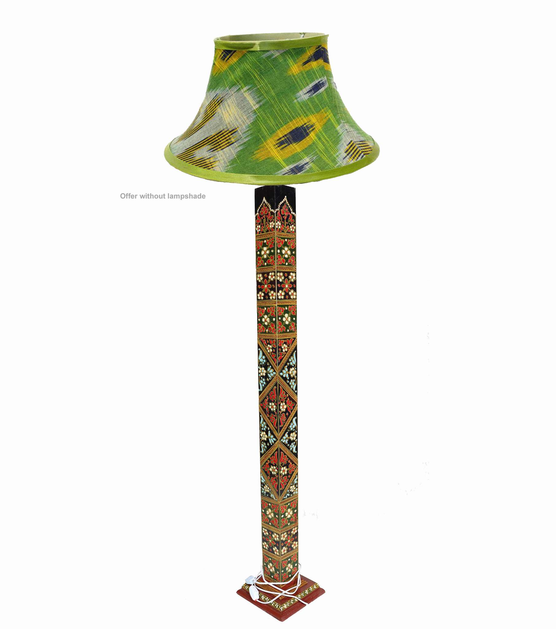 160 cm vintage handgemachte Massivholz mit handbemalt relief Miniaturmalerei orientalische Stehlampe Stehleuchte aus Afghanistan 23/1