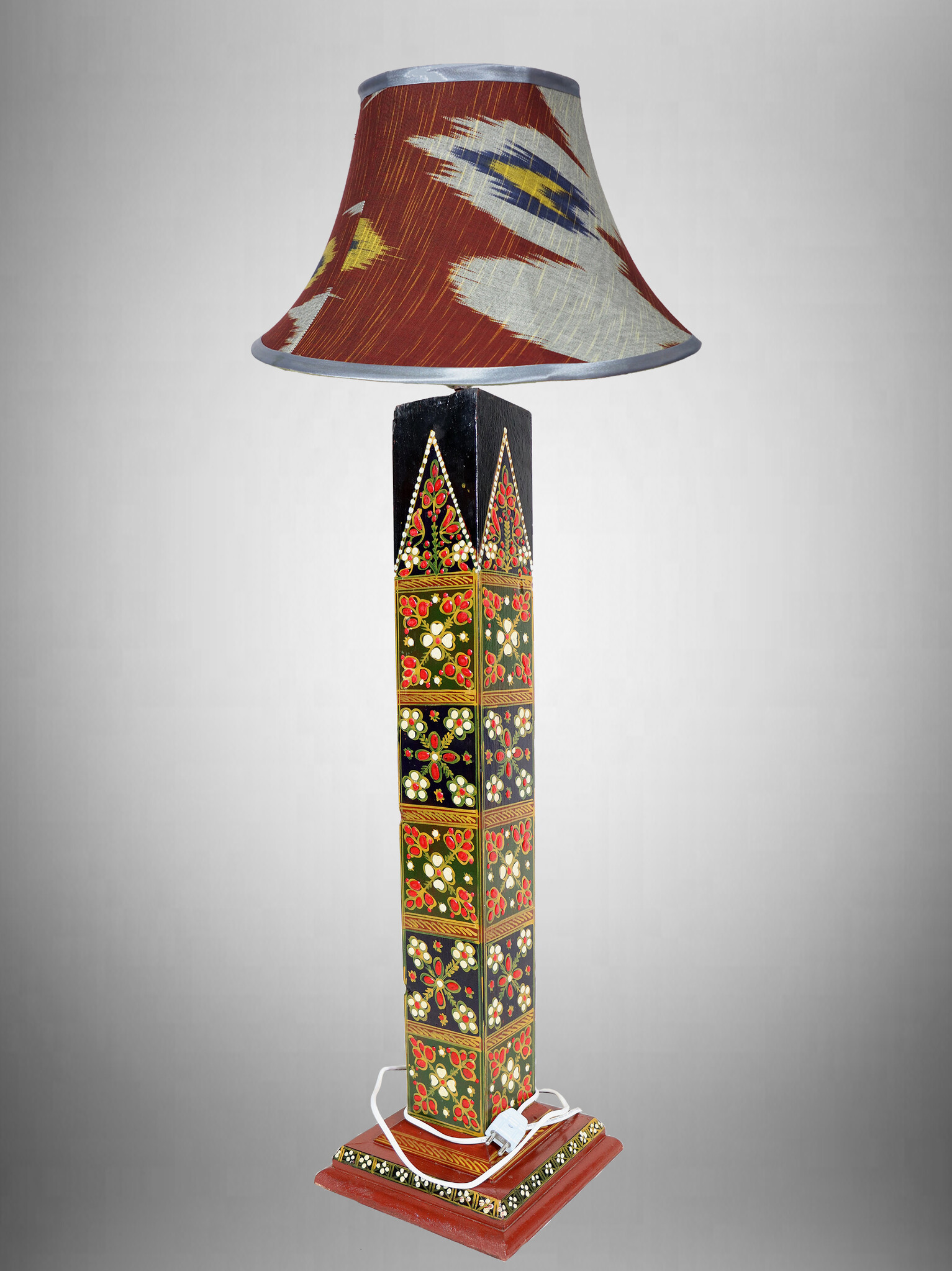 90 cm vintage handmade solid wood with hand-painted relief miniature painting oriental floor lamp floor lamp 23/2