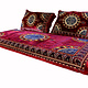 Set of 3 Pcs  1x Mattress  + 2x cushions orient Afghan nomad pillow rug seat floor cushion 1001-night Seating  majlis Toshak توشک   Red 23RMD