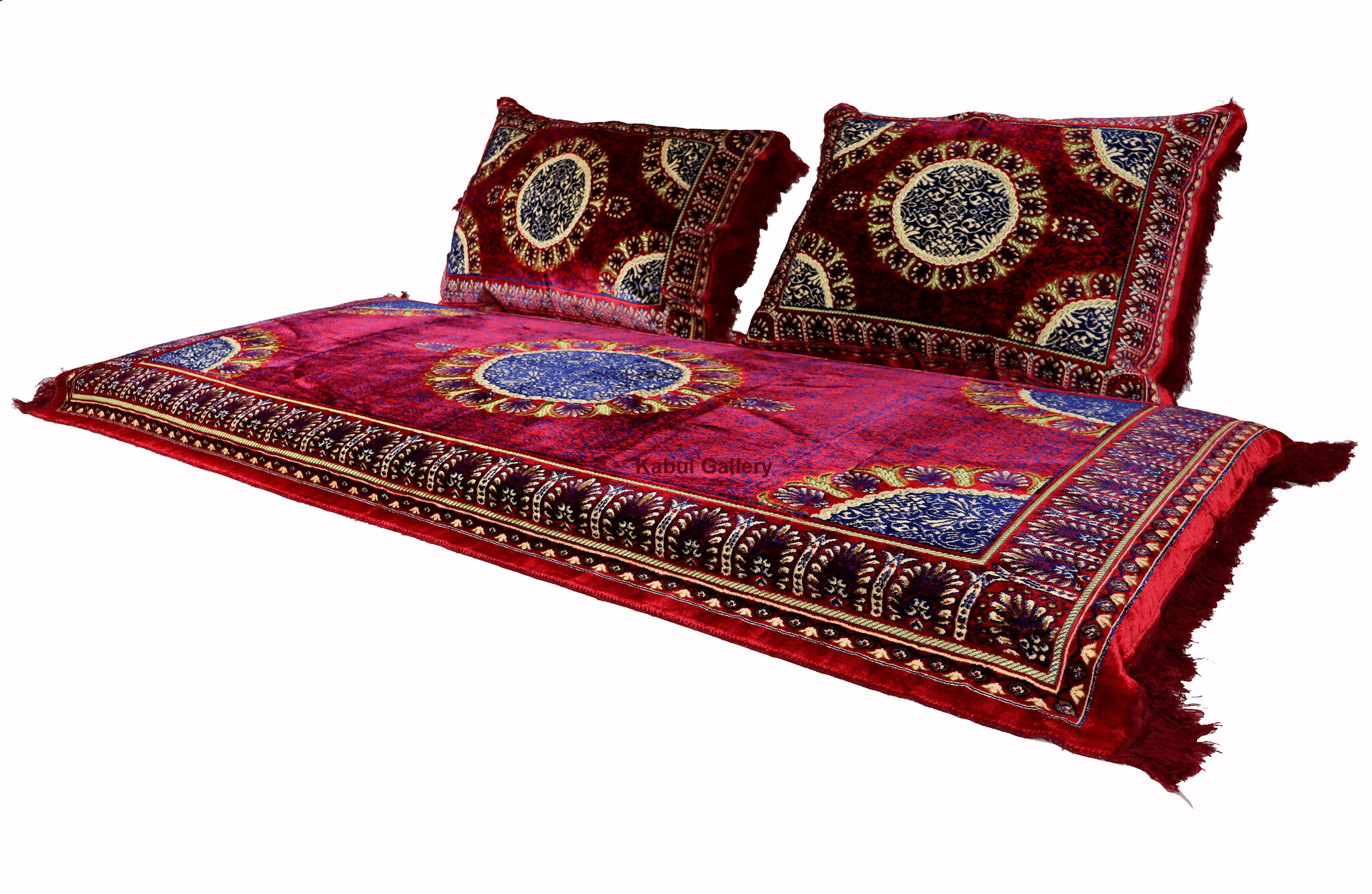 Set of 3 Pcs  1x Mattress  + 2x cushions orient Afghan nomad pillow rug seat floor cushion 1001-night Seating  majlis Toshak توشک   Red 23RMD