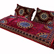 Set of 3 Pcs  1x Mattress  + 2x cushions orient Afghan nomad pillow rug seat floor cushion 1001-night Seating  majlis Toshak توشک   Red 23RMD