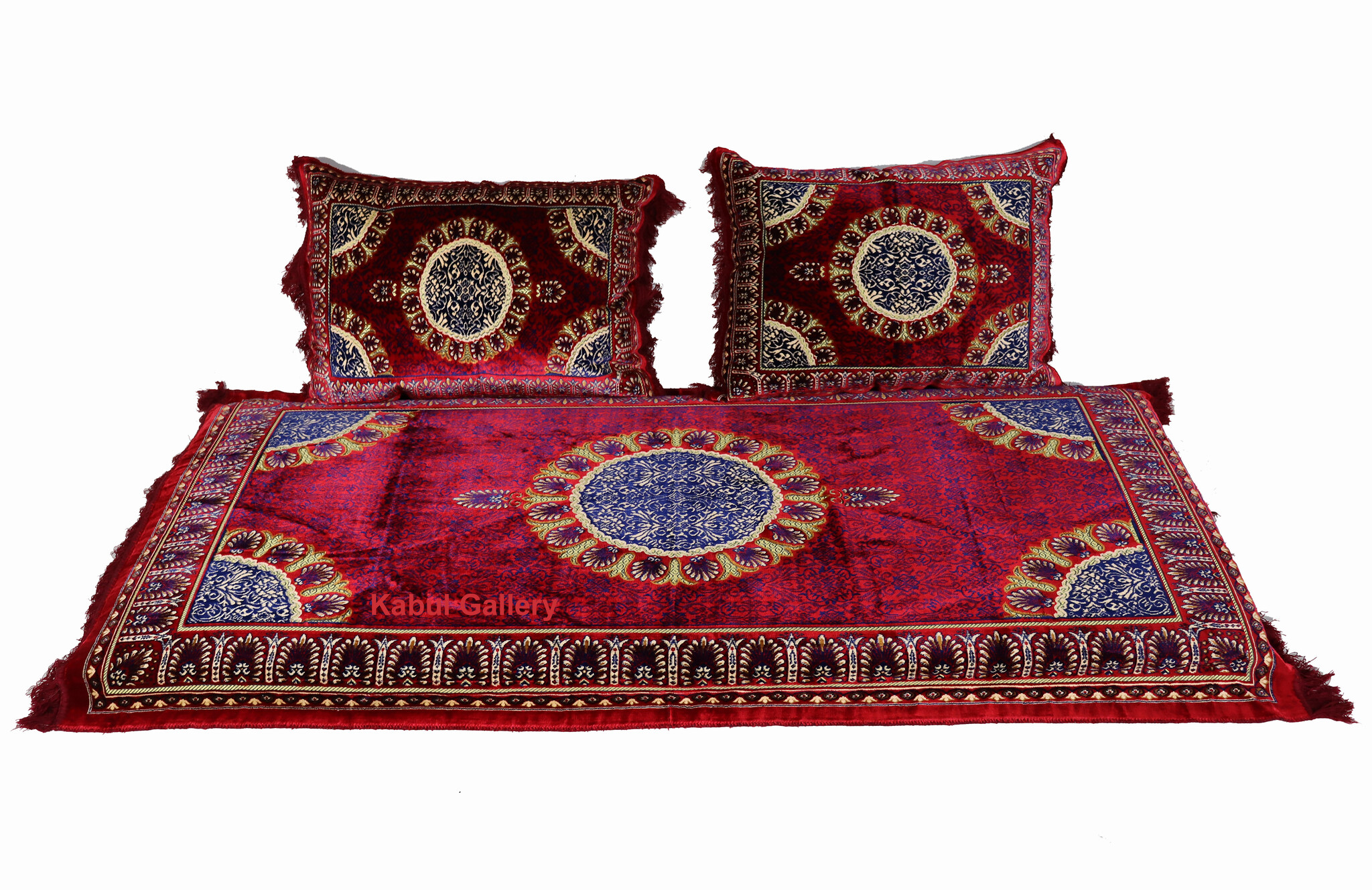 Set of 3 Pcs  1x Mattress  + 2x cushions orient Afghan nomad pillow rug seat floor cushion 1001-night Seating  majlis Toshak توشک   Red 23RMD