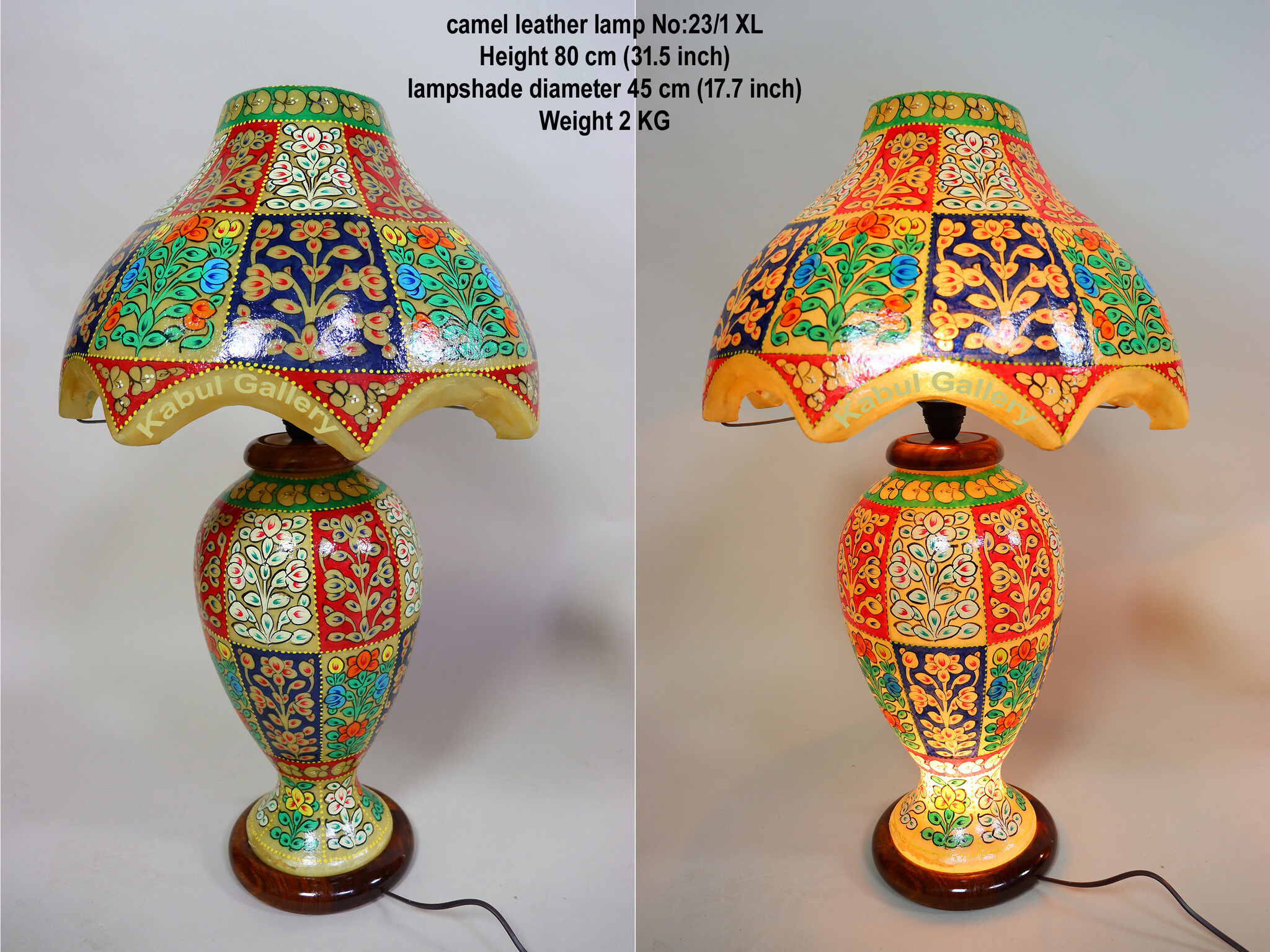 oriental hand made and  Hand Painted Camel Skin leather Lamp table lamp night lamp from Multan Pakistan 23/1