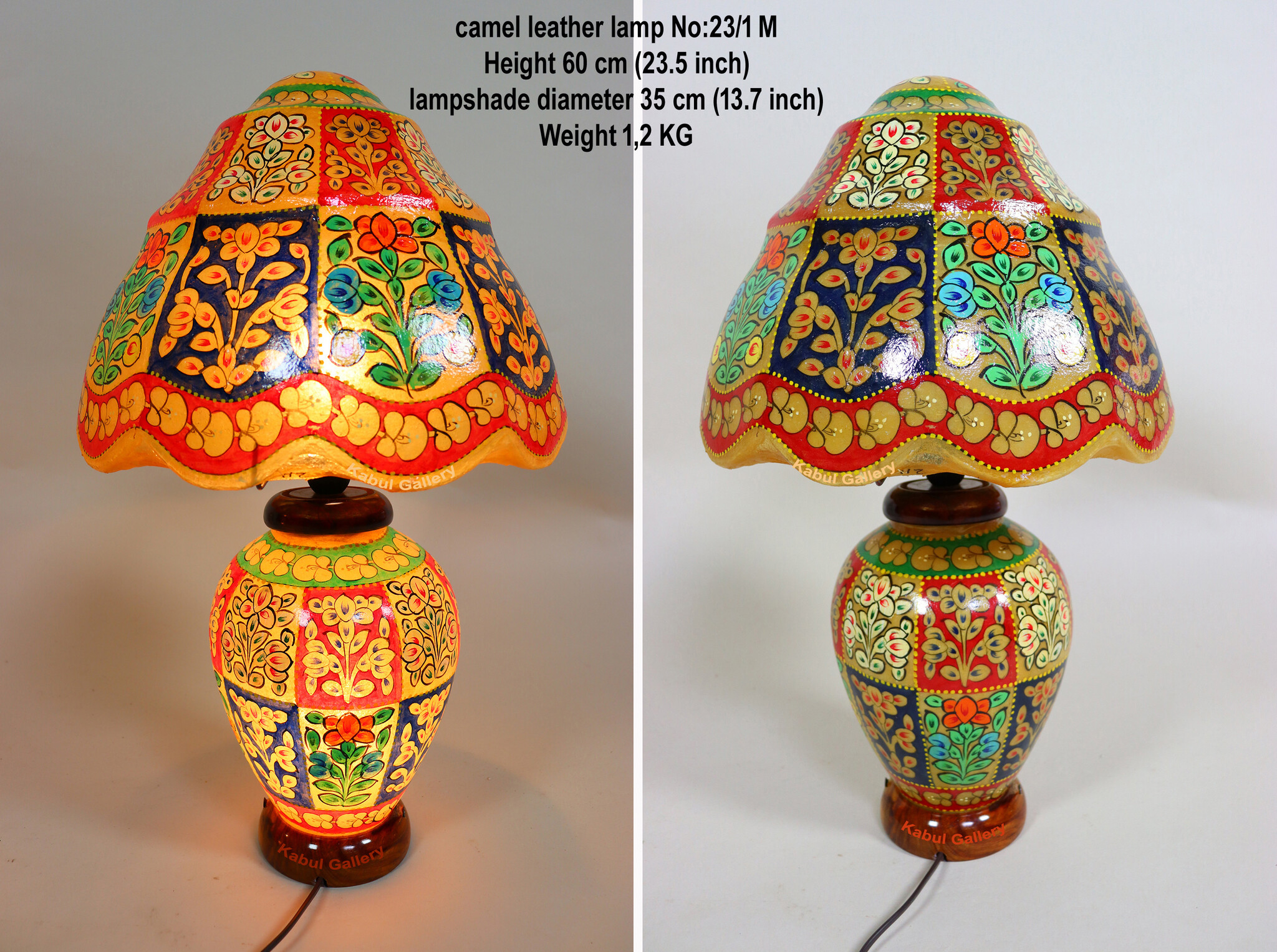 oriental hand made and  Hand Painted Camel Skin leather Lamp table lamp night lamp from Multan Pakistan 23/1