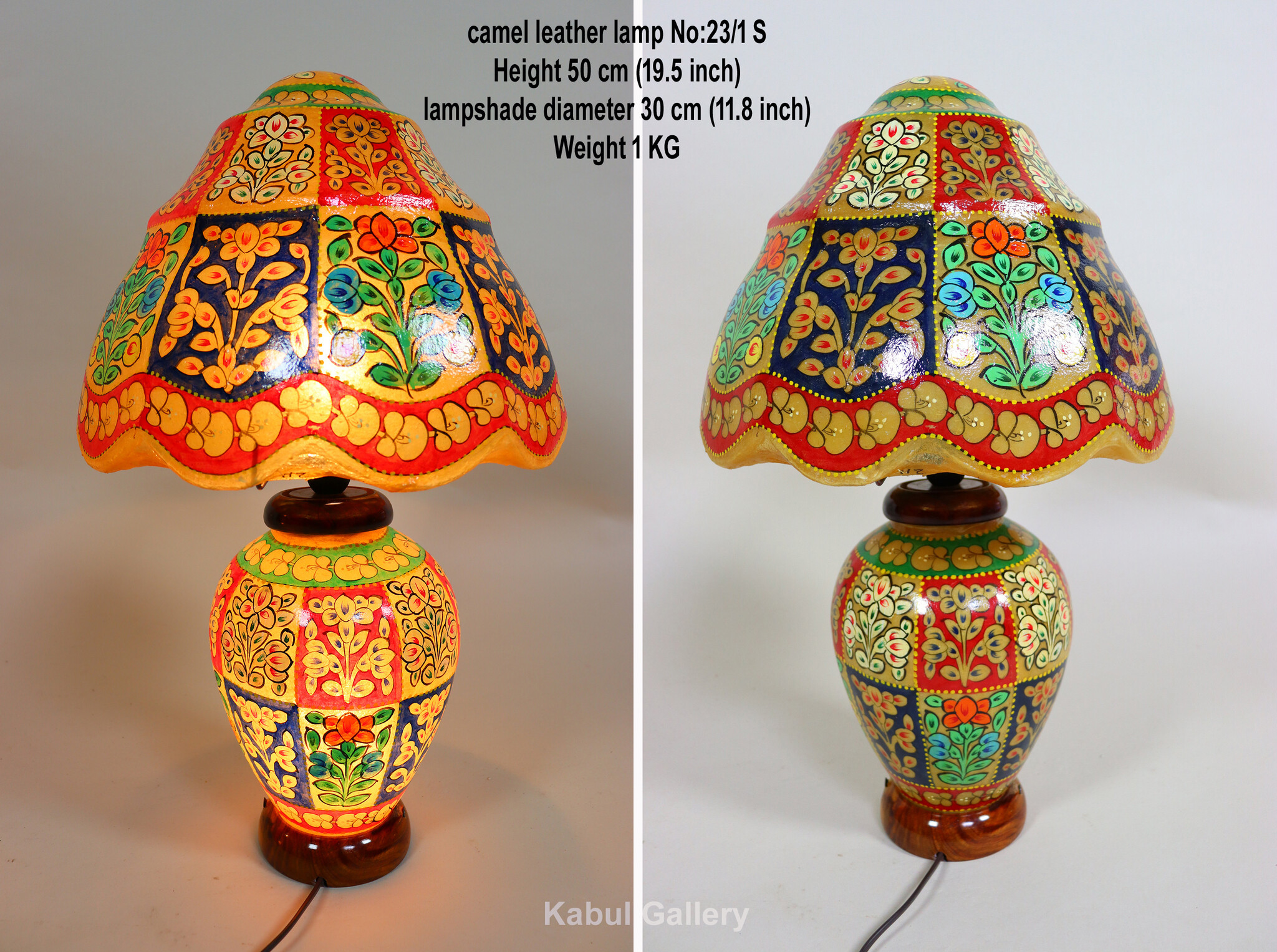 oriental hand made and  Hand Painted Camel Skin leather Lamp table lamp night lamp from Multan Pakistan 23/1