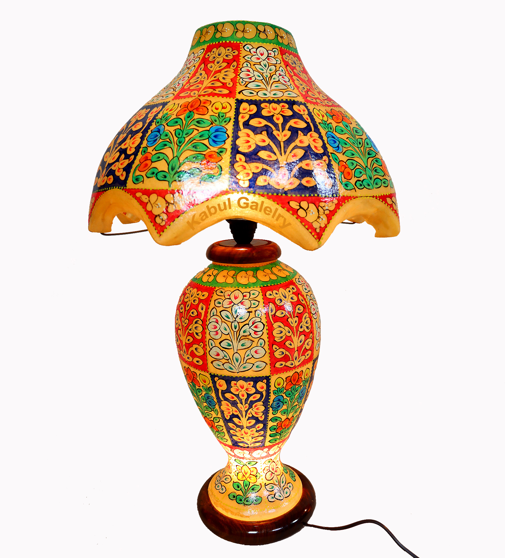 orientalische handbemalte Lampe Kamelleder Tischlampe Nachttischlamp Tischleuchte Nachtlampe Stehleuchte Handarbeit aus Multan Pakistan 23/ 1