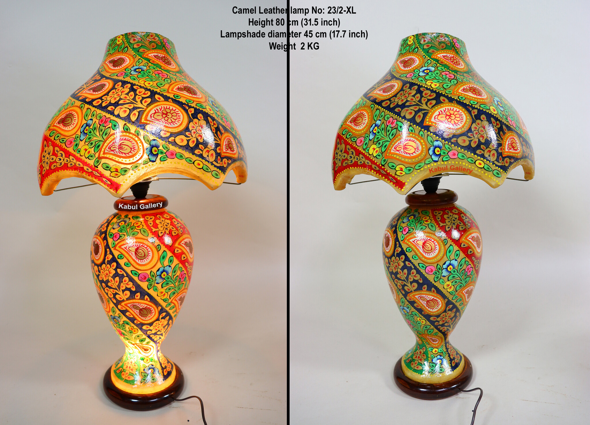 oriental hand made and  Hand Painted Camel Skin leather Lamp table lamp night lamp from Multan Pakistan 23/2