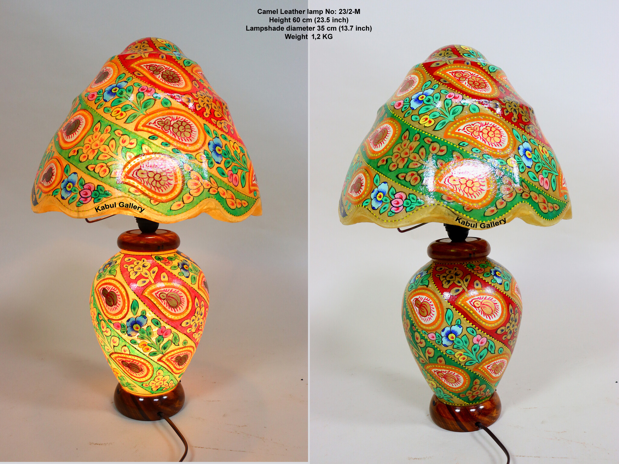 oriental hand made and  Hand Painted Camel Skin leather Lamp table lamp night lamp from Multan Pakistan 23/2