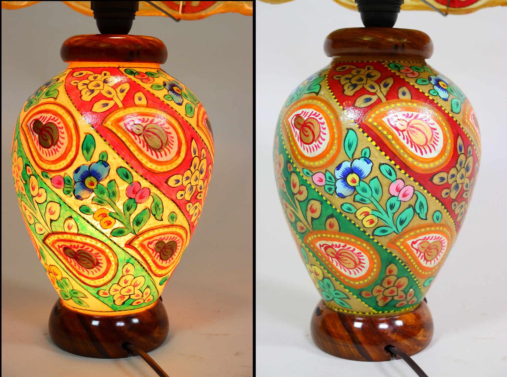 oriental hand made and  Hand Painted Camel Skin leather Lamp table lamp night lamp from Multan Pakistan 23/2