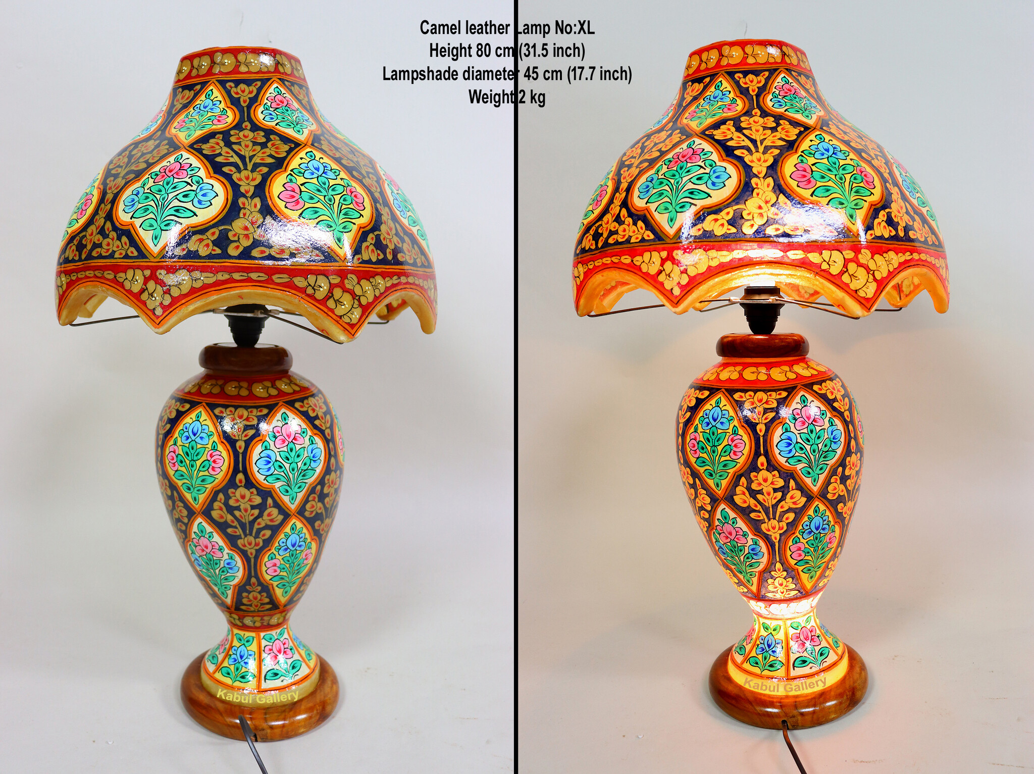 oriental hand made and  Hand Painted Camel Skin leather Lamp table lamp night lamp from Multan Pakistan 23/3