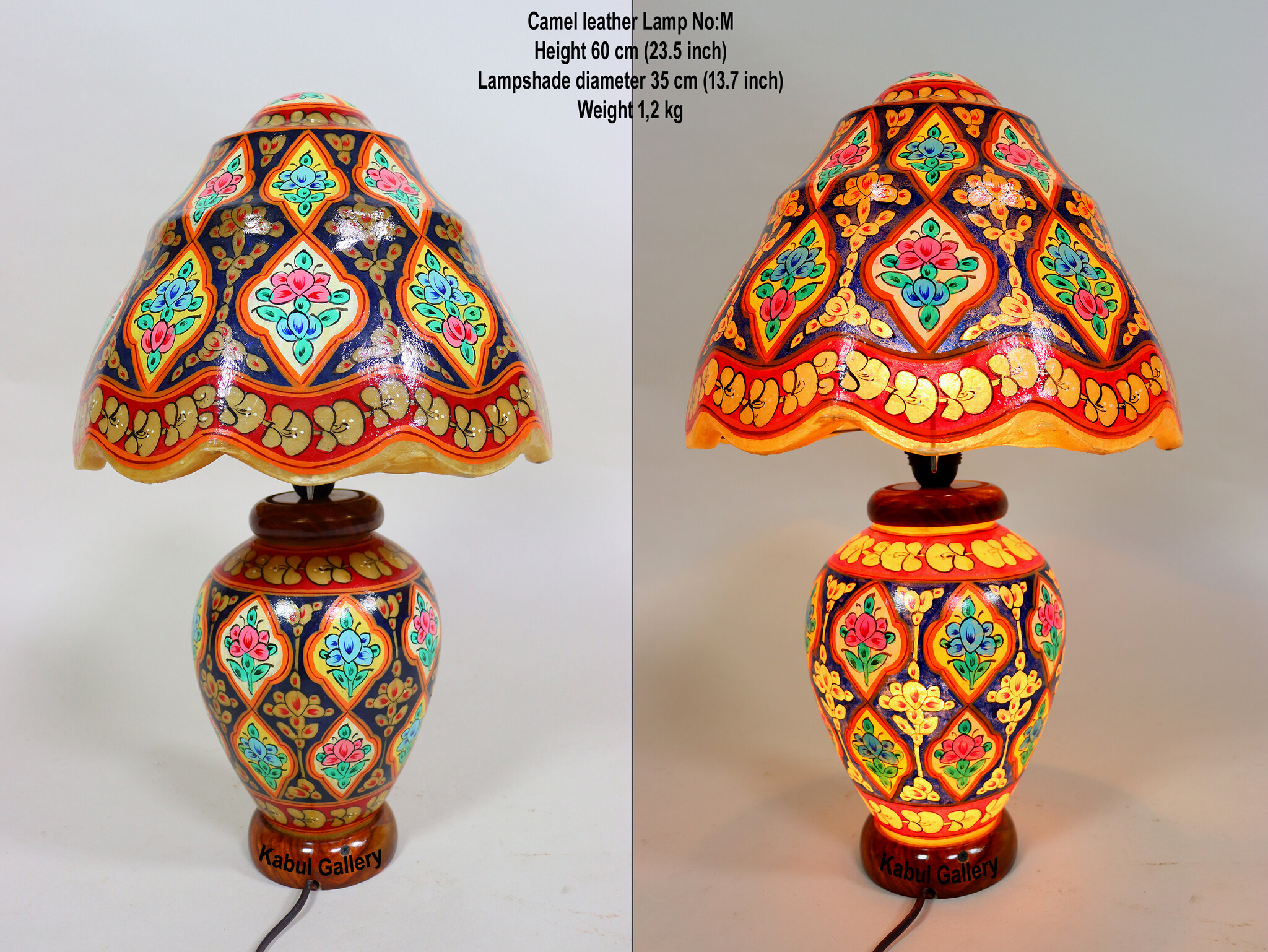 oriental hand made and  Hand Painted Camel Skin leather Lamp table lamp night lamp from Multan Pakistan 23/3