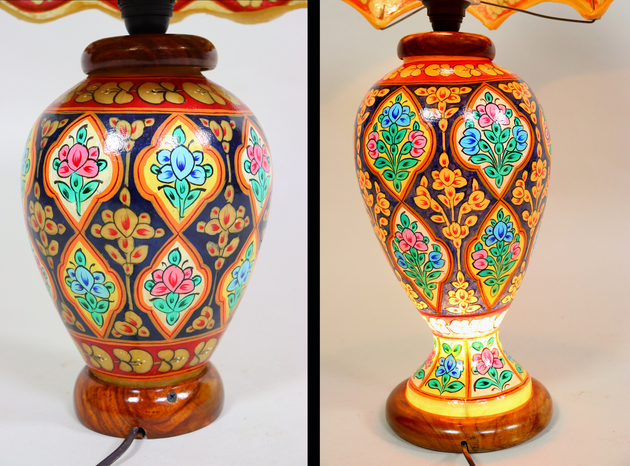 orientalische handbemalte Lampe Kamelleder Tischlampe Nachttischlamp Tischleuchte Nachtlampe Stehleuchte Handarbeit aus Multan Pakistan 23/ 3