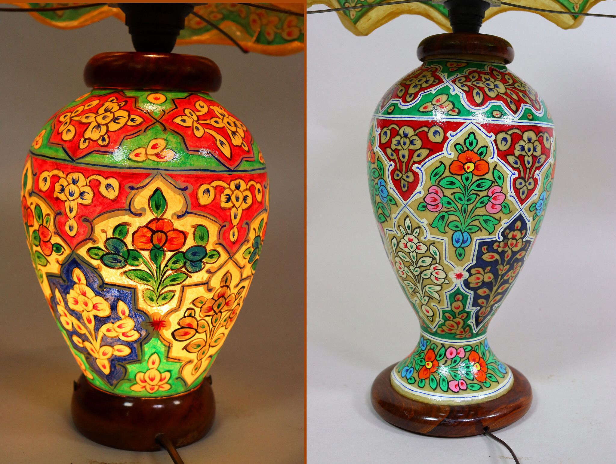 oriental hand made and  Hand Painted Camel Skin leather Lamp table lamp night lamp from Multan Pakistan 23/4