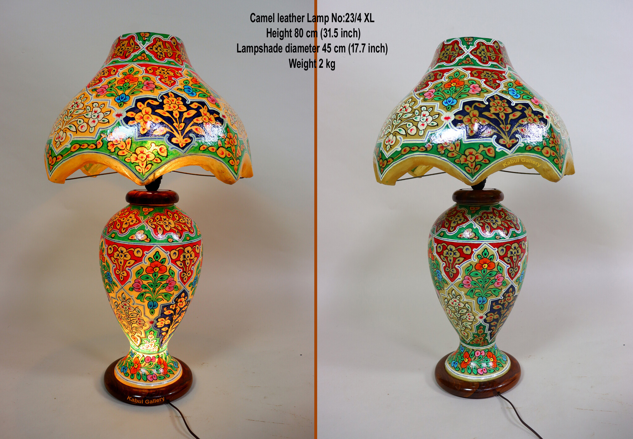 oriental hand made and  Hand Painted Camel Skin leather Lamp table lamp night lamp from Multan Pakistan 23/4