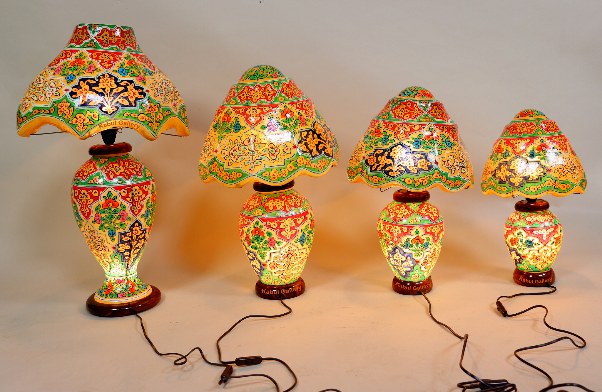 oriental hand made and  Hand Painted Camel Skin leather Lamp table lamp night lamp from Multan Pakistan 23/4