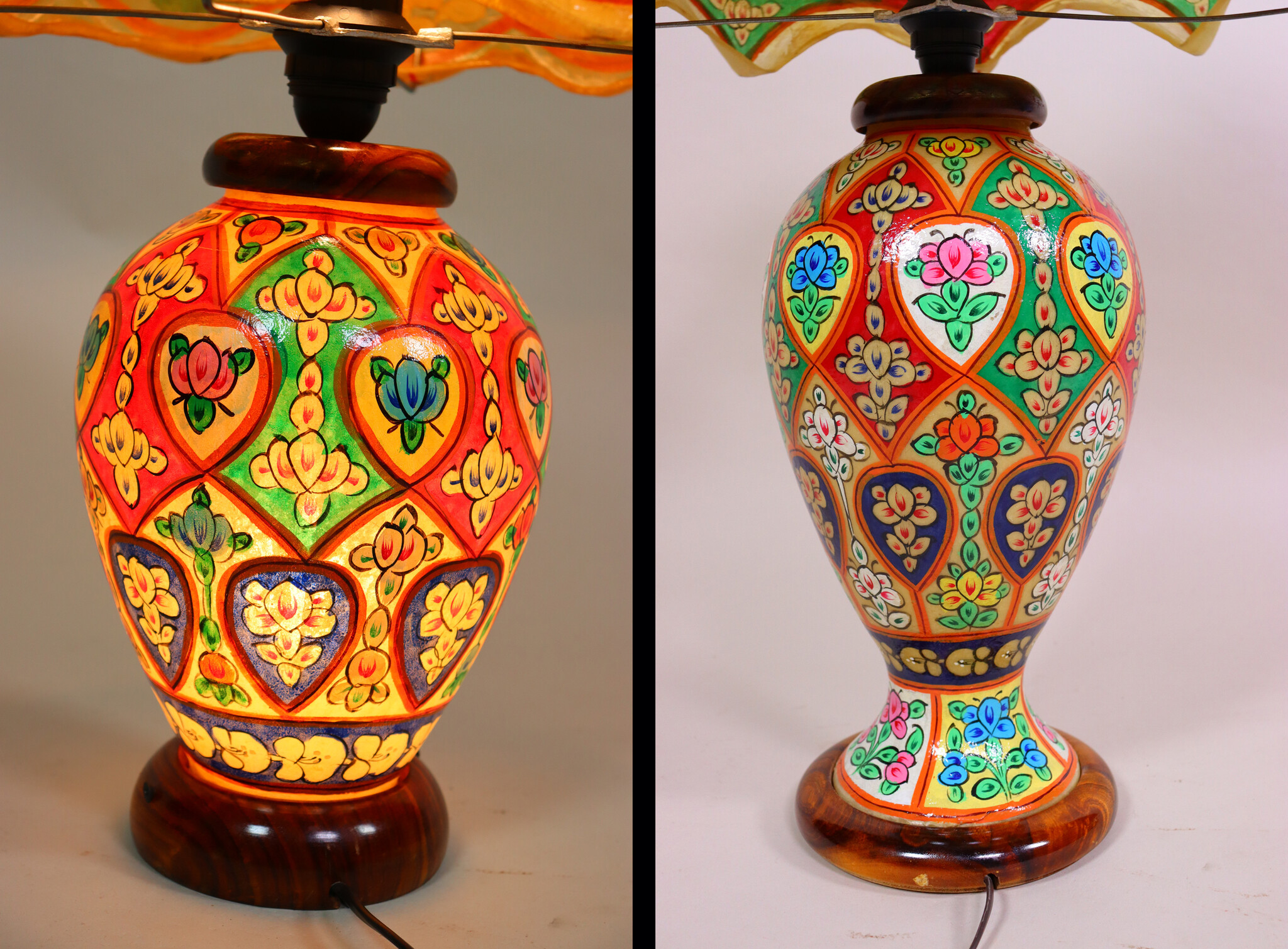 oriental hand made and  Hand Painted Camel Skin leather Lamp table lamp night lamp from Multan Pakistan 23/5