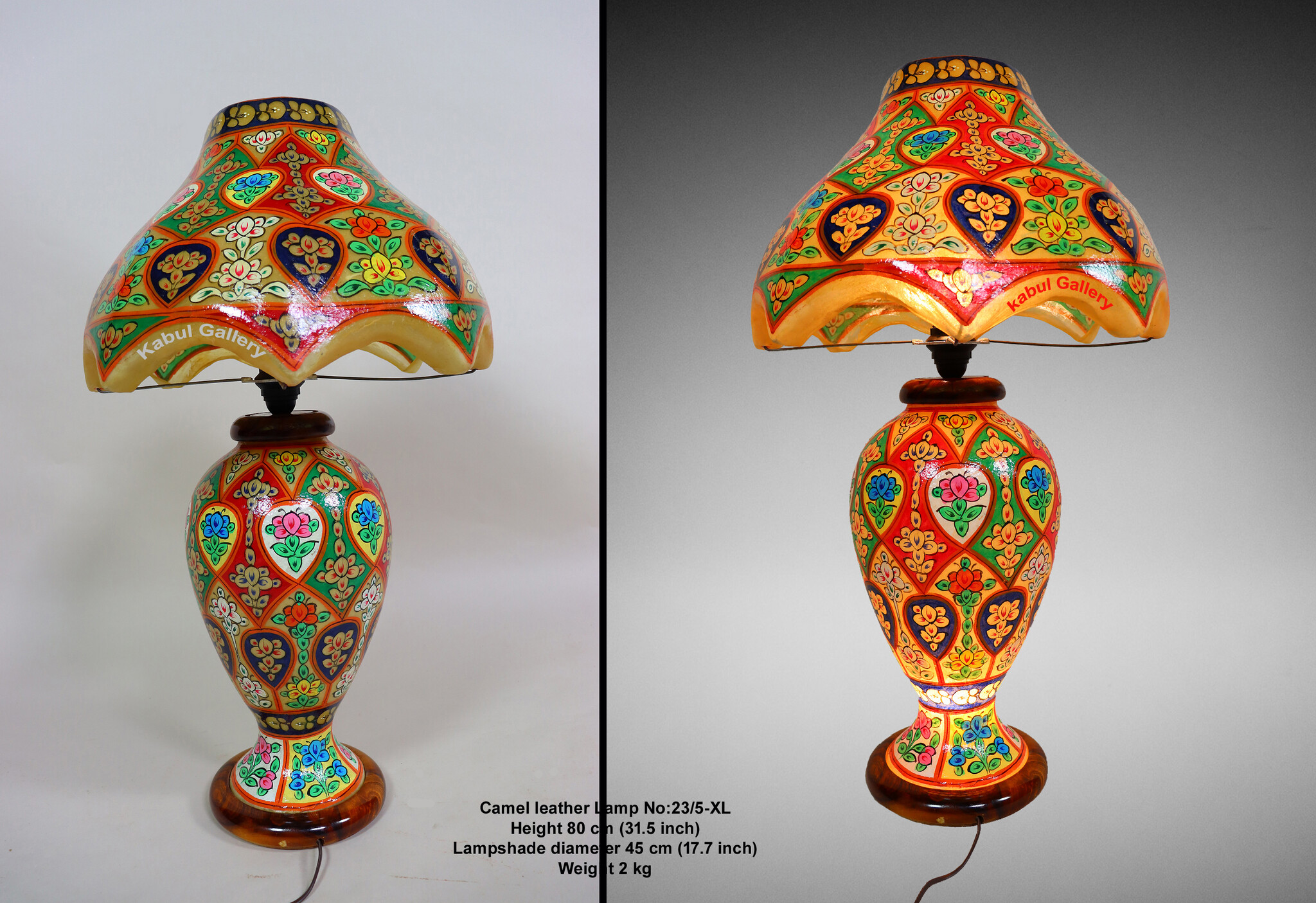 orientalische handbemalte Lampe Kamelleder Tischlampe Nachttischlamp Tischleuchte Nachtlampe Stehleuchte Handarbeit aus Multan Pakistan 23/ 5