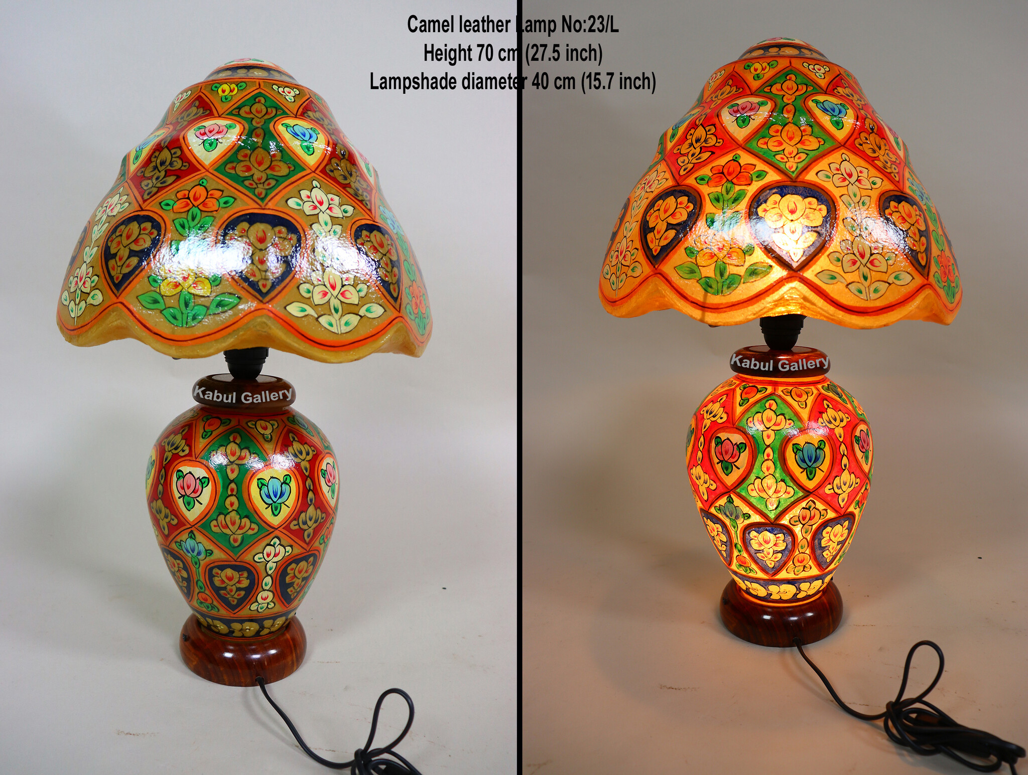 orientalische handbemalte Lampe Kamelleder Tischlampe Nachttischlamp Tischleuchte Nachtlampe Stehleuchte Handarbeit aus Multan Pakistan 23/ 5