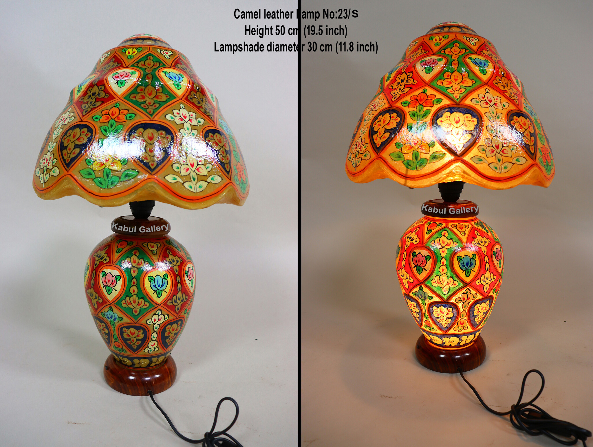 oriental hand made and  Hand Painted Camel Skin leather Lamp table lamp night lamp from Multan Pakistan 23/5