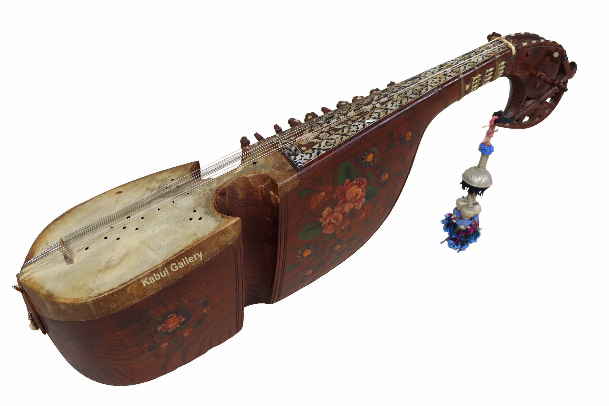 antique traditional folk musical instrument Afghanistan Rubab rabab rabab mother of pearl inlay 23EB