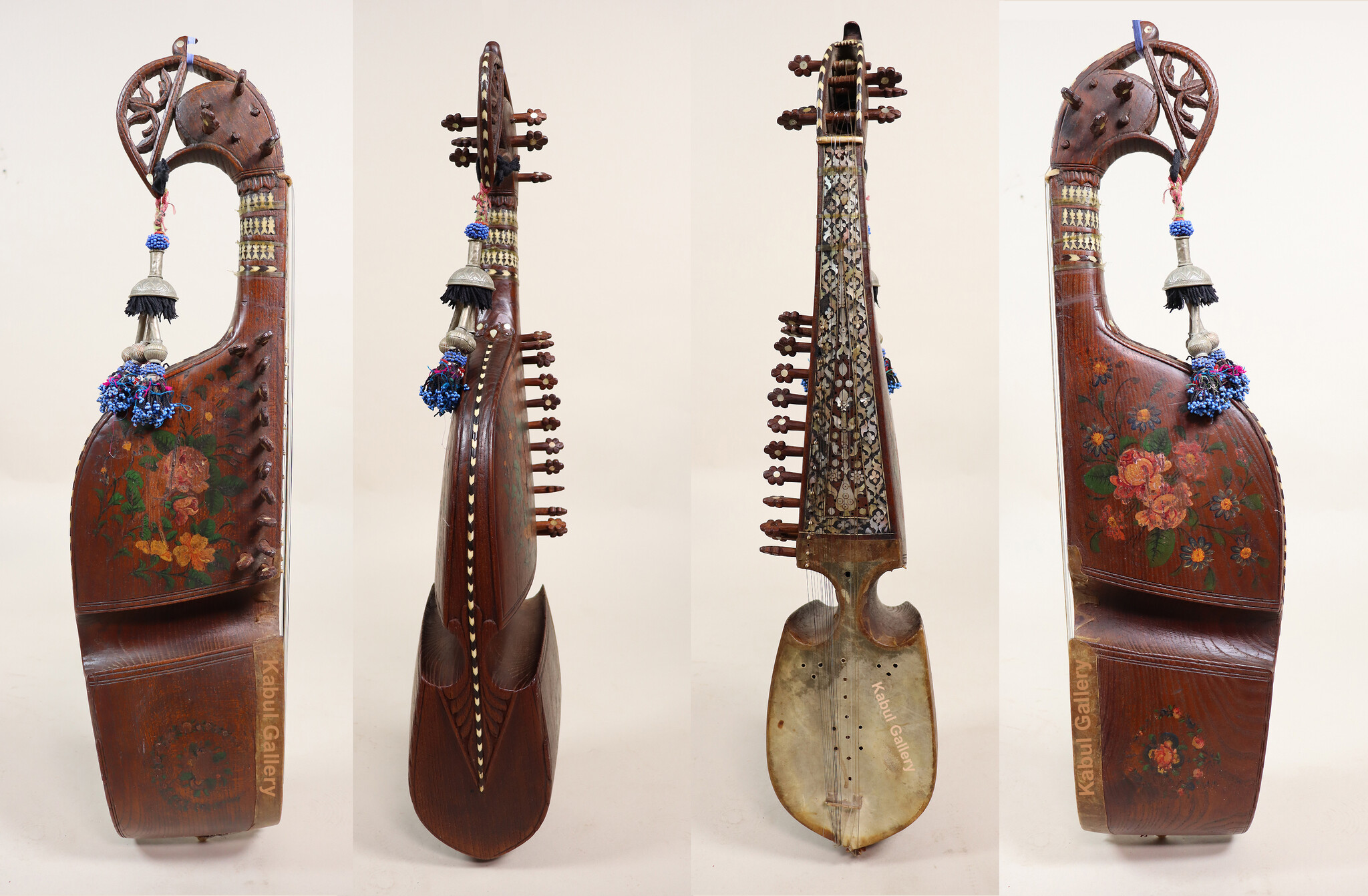 antique traditional folk musical instrument Afghanistan Rubab rabab rabab mother of pearl inlay 23EB