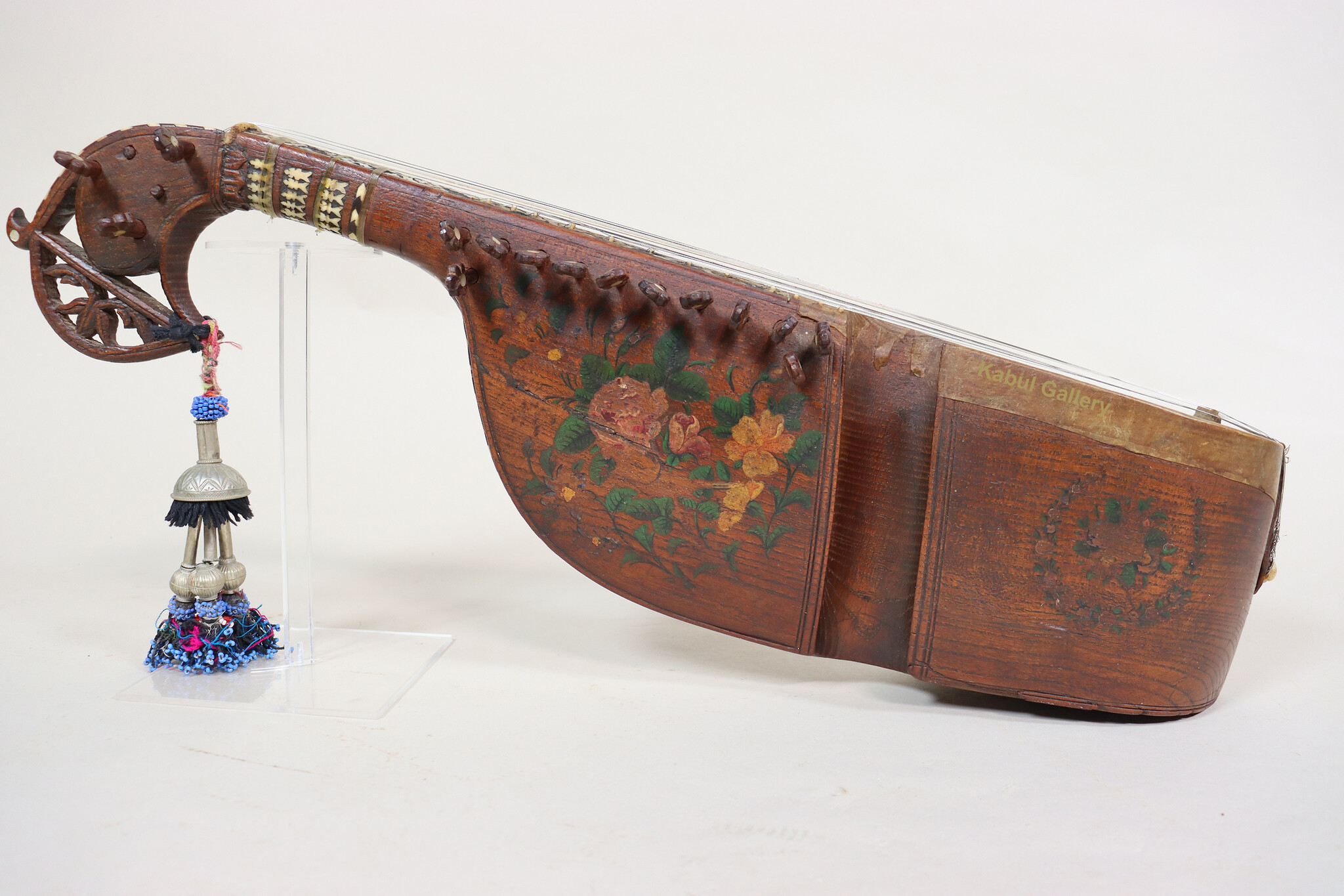 antique traditional folk musical instrument Afghanistan Rubab rabab rabab mother of pearl inlay 23EB