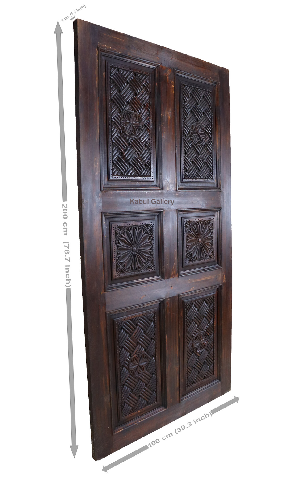 200x100 cm vintage orient solid wood handmade and hand carved  sliding door room door Barndoors door panel from Nuristan Afghanaistan  23/A