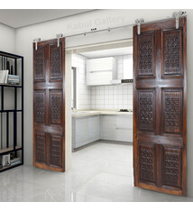 200x100 cm vintage orient solid wood handmade and hand carved  sliding door room door Barndoors door panel from Nuristan Afghanaistan  23/G