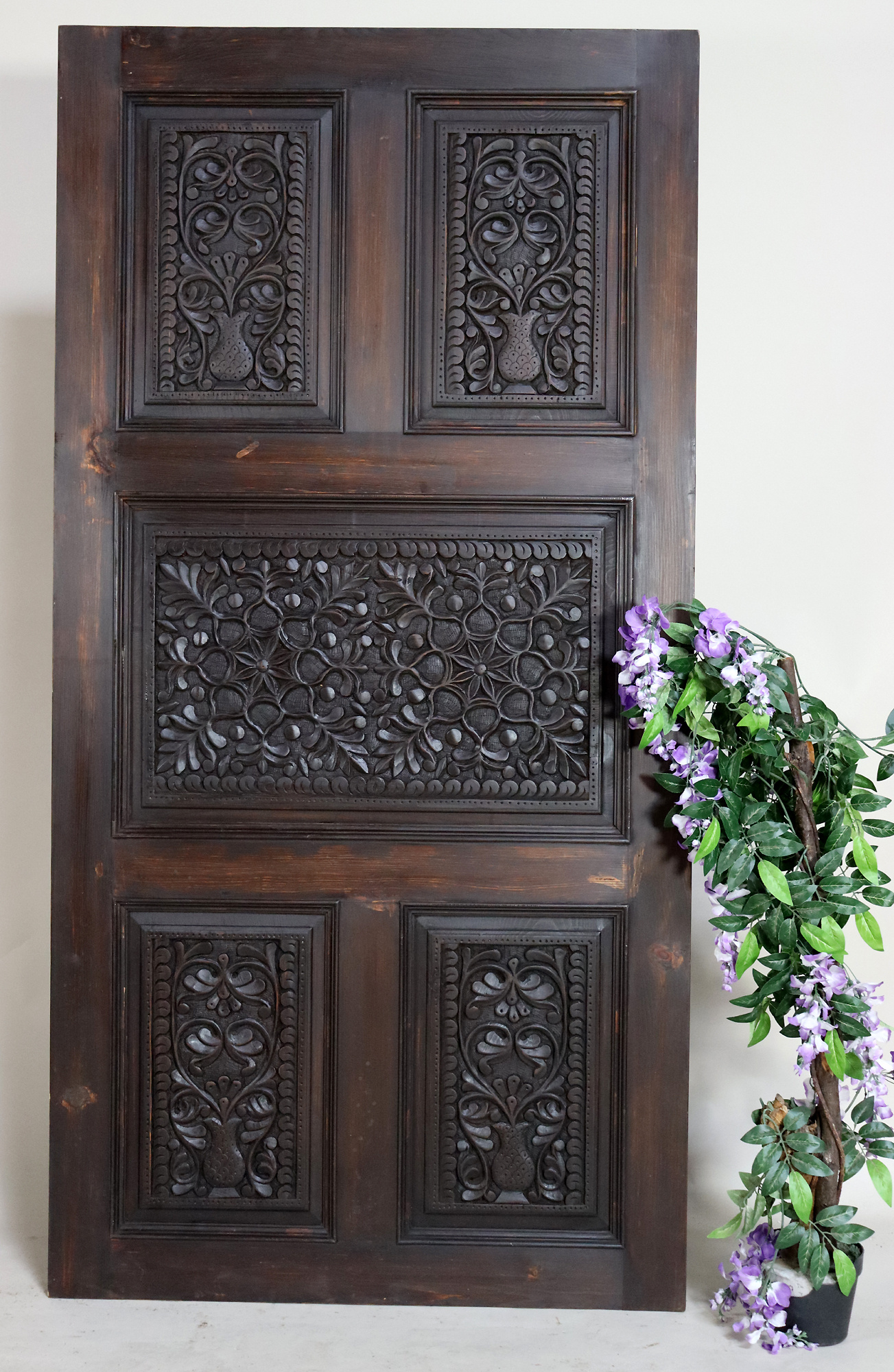 200x100 cm vintage orient solid wood handmade and hand carved  sliding door room door Barndoors door panel from Nuristan Afghanaistan  23/K