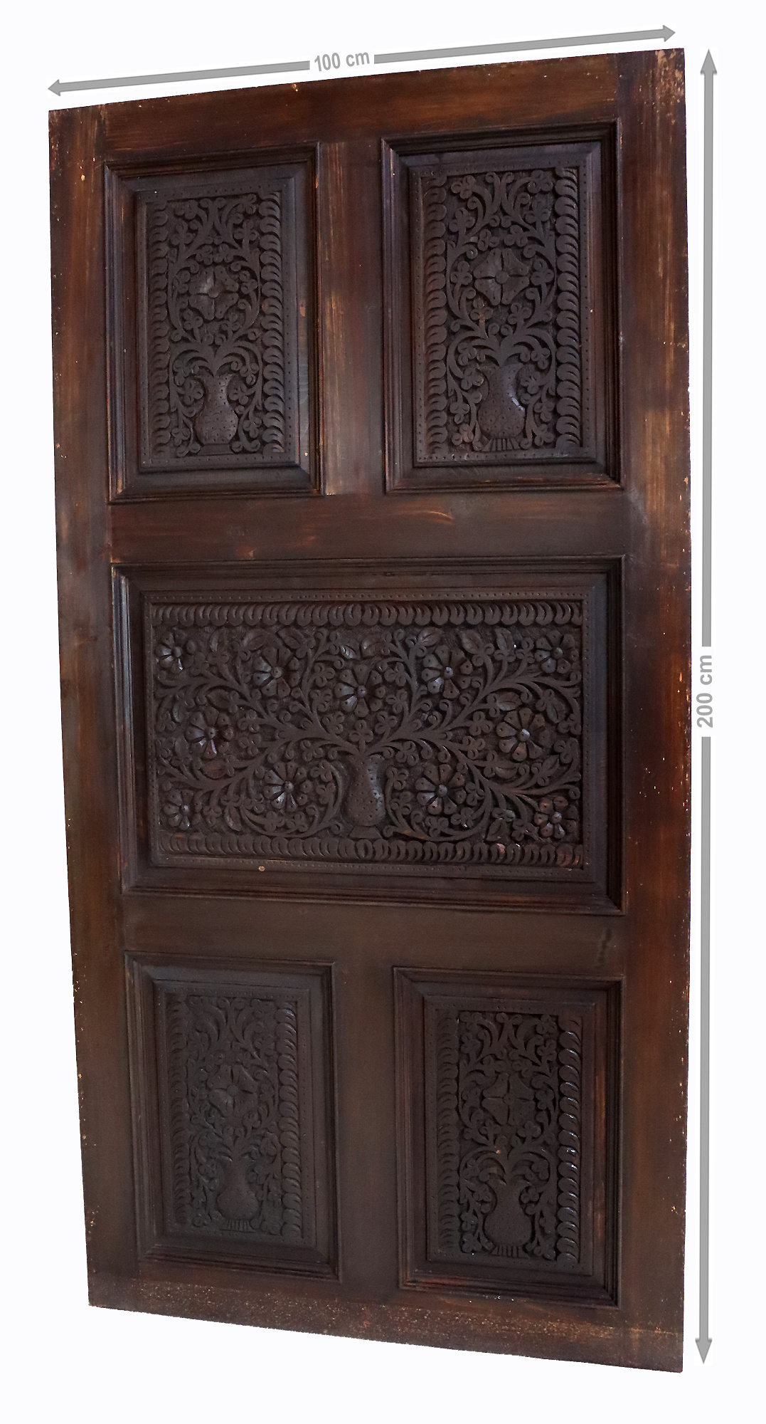 200x100 cm vintage orient solid wood handmade and hand carved  sliding door room door Barndoors door panel from Nuristan Afghanaistan  23/n